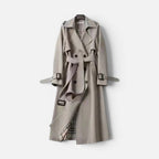 Dame trenchcoat dobbeltradet med reverskrave