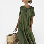 Damen Maxikleid mit lockerer Passform und V Ausschnitt