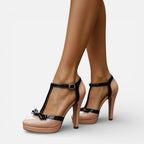 Orthopädische Damen Pumps mit T Riemen und Absatz