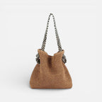 Damen Strandtasche aus geflochtenem Material mit Schulterriemen