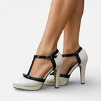 Orthopädische Damen Pumps mit T Riemen und Absatz