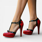 Orthopädische Damen Pumps mit T Riemen und Absatz