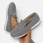 Orthopedic Women's Slip-On Shoes with Mesh and Decorative Buckle