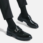 Herren Monkstrap Lederschuhe mit Brogue Detail