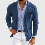 Herreblazer i old money-stil med reverskrave