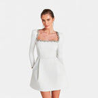 Samt Minikleid mit Ziersteinbesatz