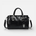 Damen Handtasche mit geflochtenen Griffen und mehreren Fächern