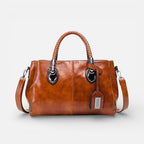 Damen Handtasche mit geflochtenen Griffen und mehreren Fächern