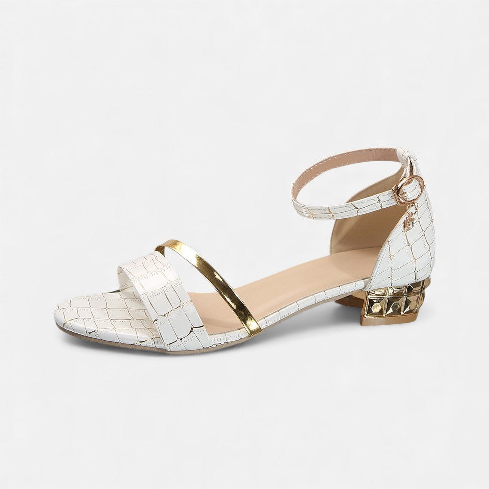 Women's sandals with shiny detail and ankle strap