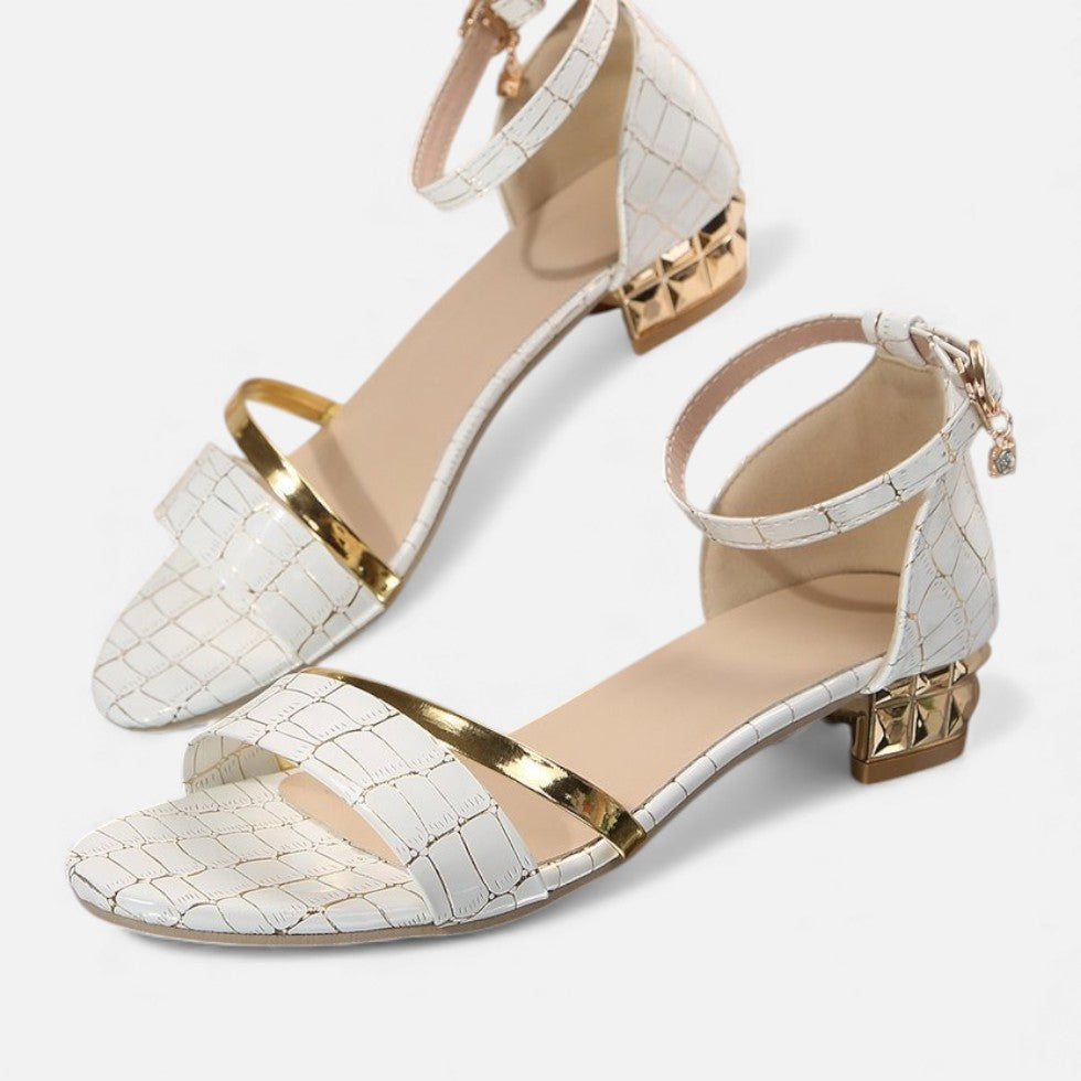 Women's sandals with shiny detail and ankle strap