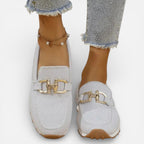 Orthopedic Women's Slip-On Shoes with Mesh and Decorative Buckle