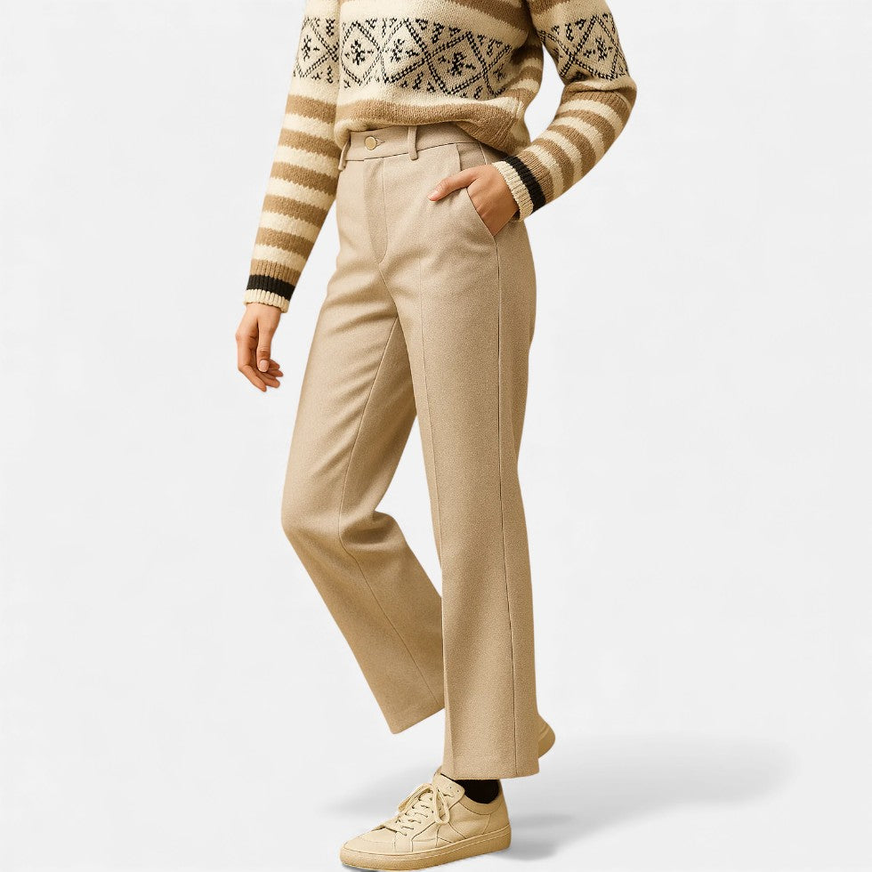 Damen Stoffhose mit Fischgrätenmuster