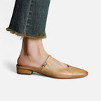 Elegant mules with block heel for women