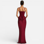 Women's Maxi Dress Fitted with Draped Skirt