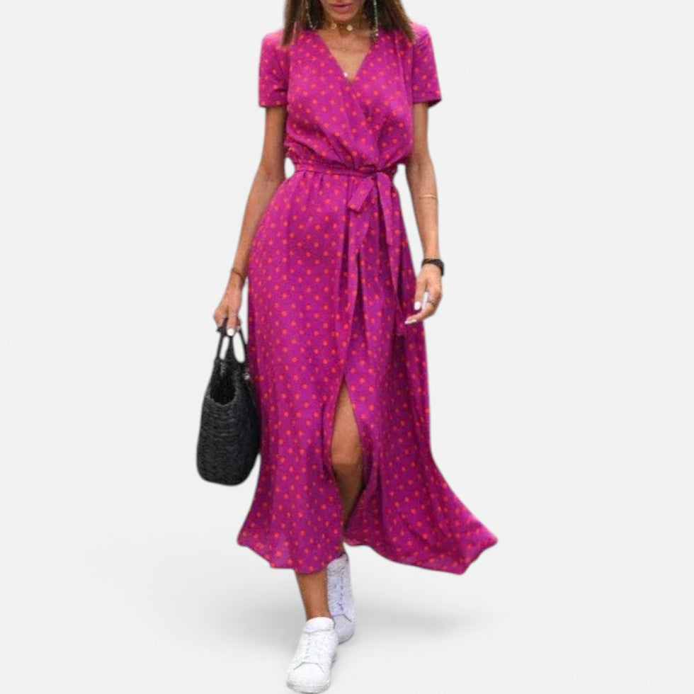 Wickelkleid Midikleid Tailliert Kurzarm Geblümt
