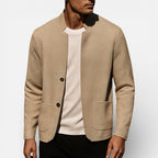 Herrecardigan med knapper og struktureret stof