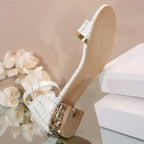 Women's sandals with shiny detail and ankle strap