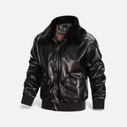 Herren Lederjacke mit Kunstfellkragen