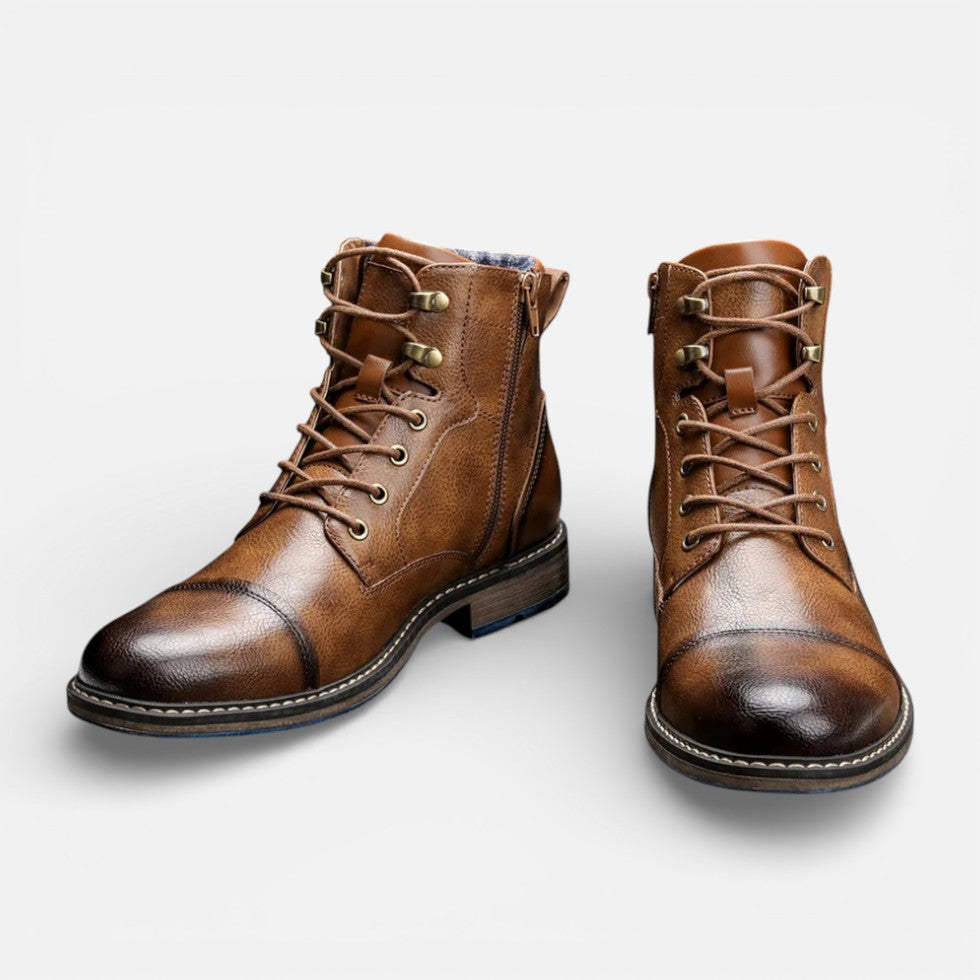 Herren Leder Stiefeletten mit Schnürung