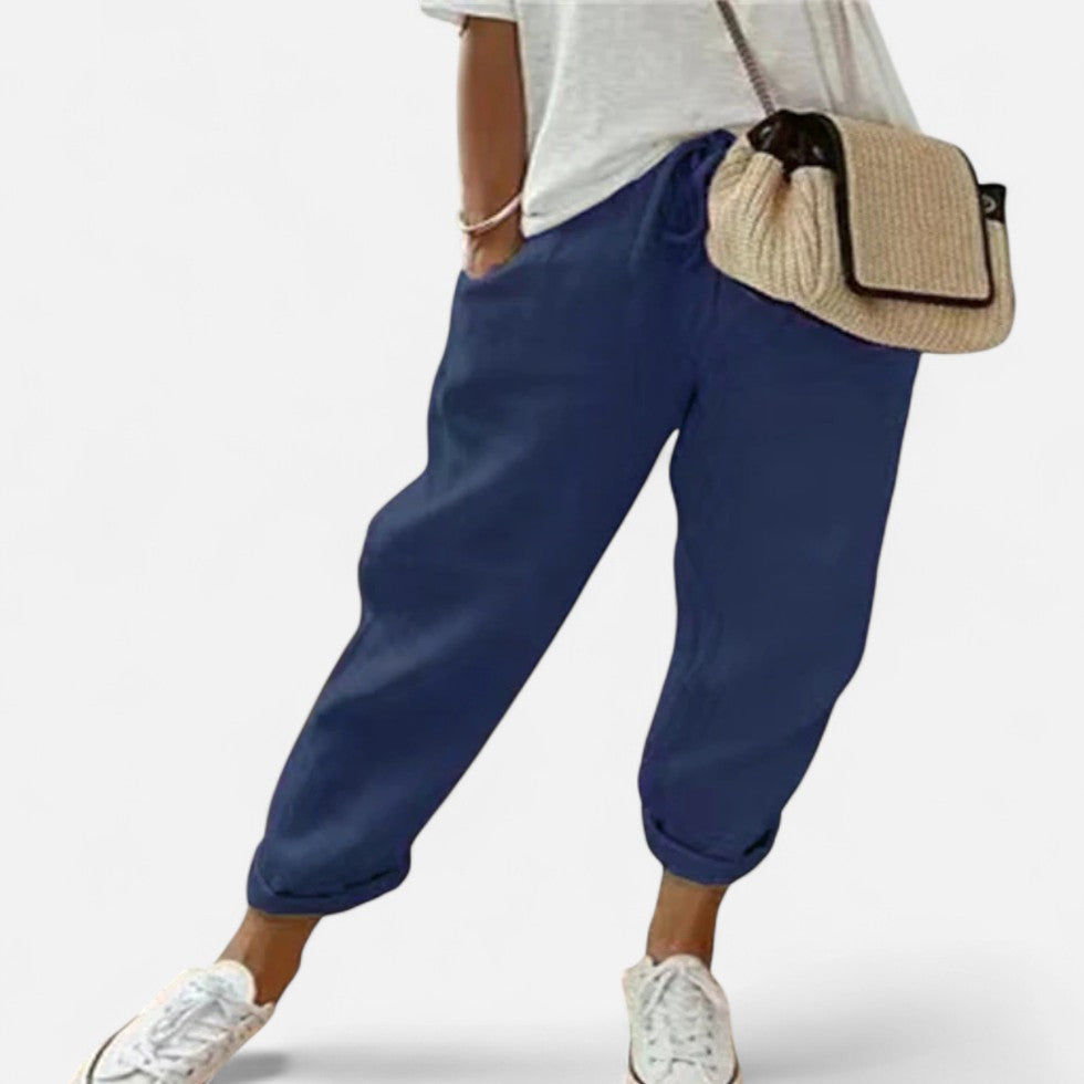 Leichte Leinenhose mit elastischem Bund