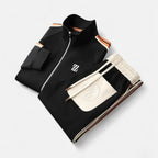 Tracksuit with stand-up collar and zipper