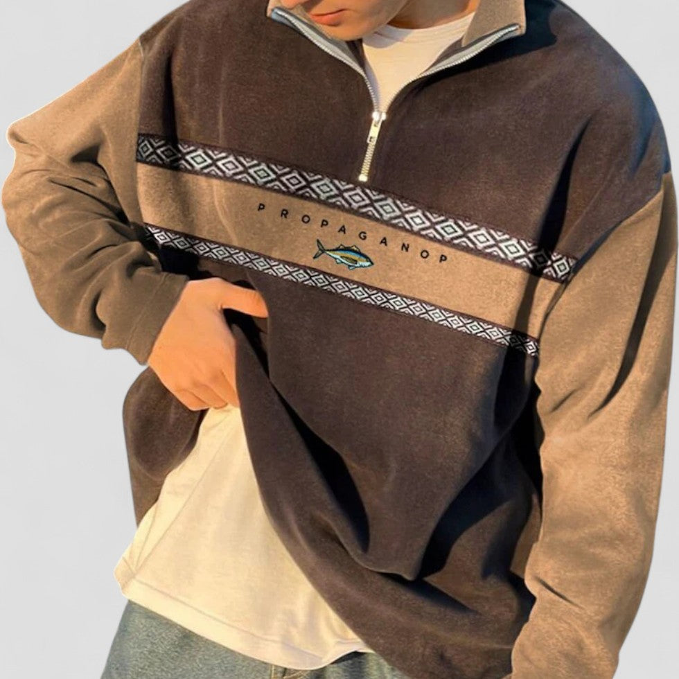 Halbzip Sweatshirt mit Kontrastärmeln für Herren
