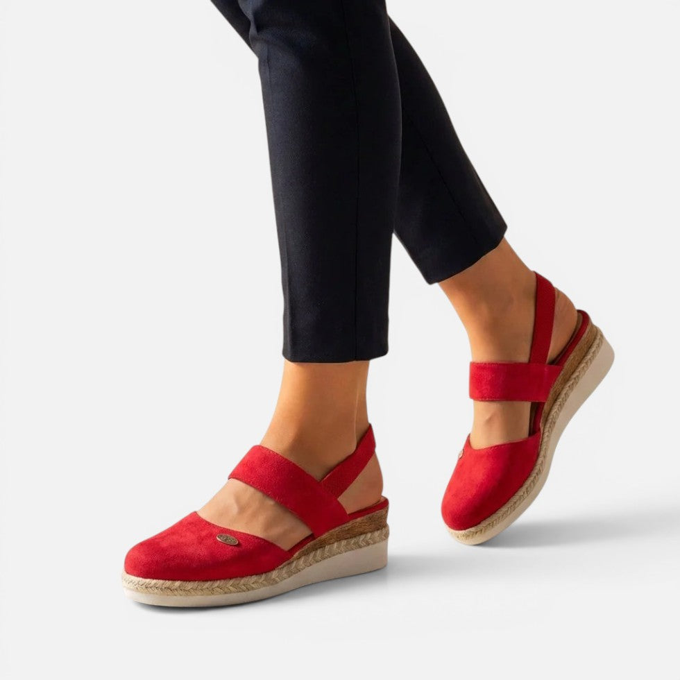 Orthopedic Espadrille Slingback Keilschuhe Stoff Komfortsohle