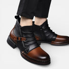 Herren Stiefeletten mit Schnallenriemen und seitlichem Reißverschluss