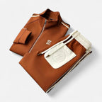 Tracksuit with stand-up collar and zipper