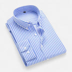 Herren Slim Fit Langarmhemd mit Streifenmuster
