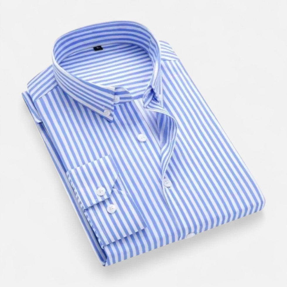 Herren Slim Fit Langarmhemd mit Streifenmuster