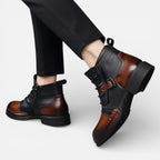 Herren Stiefeletten mit Schnallenriemen und seitlichem Reißverschluss