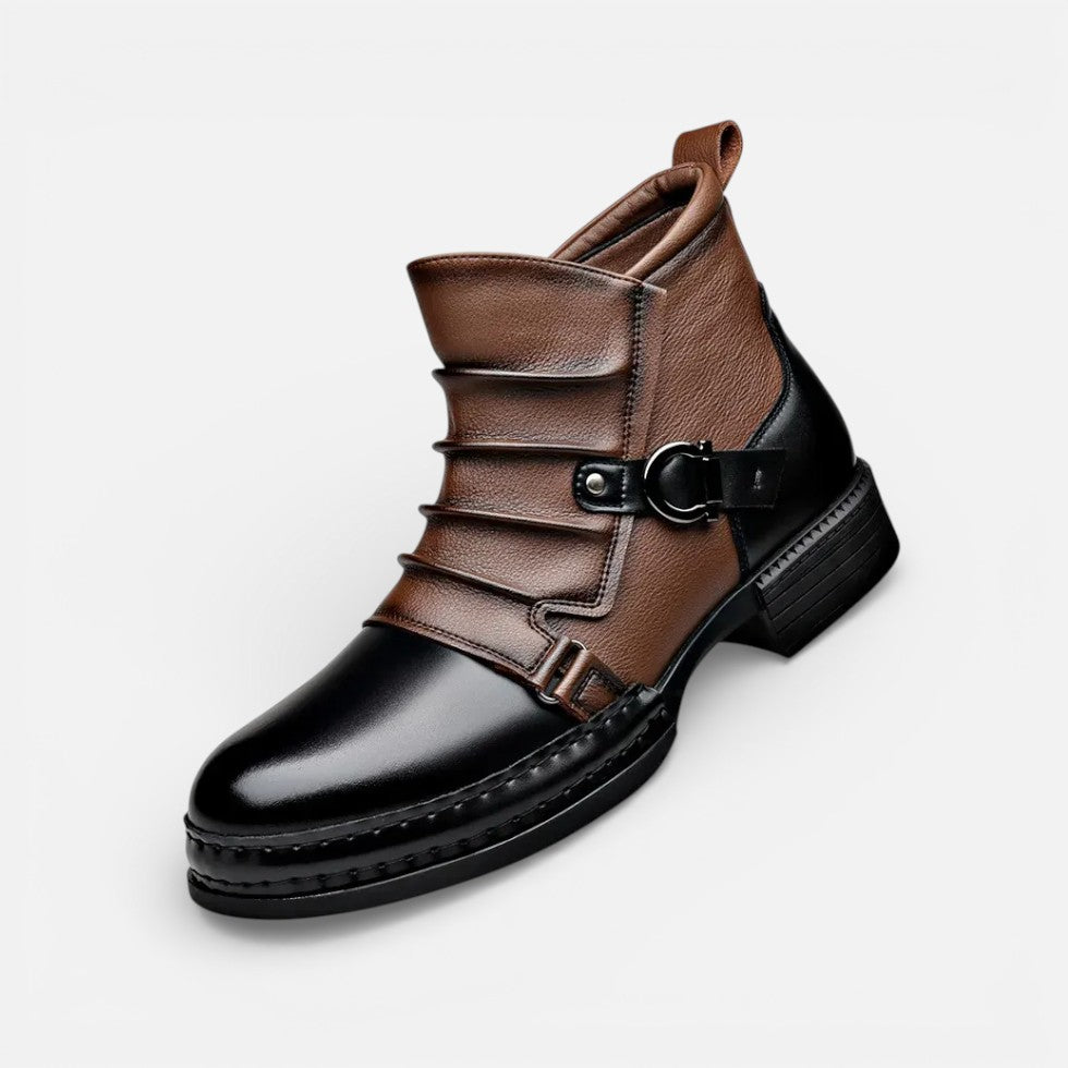 Herren Stiefeletten mit Schnallenriemen und seitlichem Reißverschluss