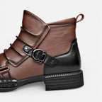 Herren Stiefeletten mit Schnallenriemen und seitlichem Reißverschluss