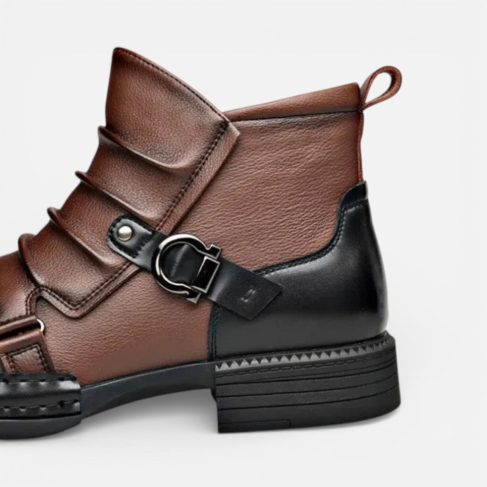 Herren Stiefeletten mit Schnallenriemen und seitlichem Reißverschluss