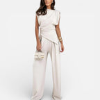Women's Wide-Leg Jumpsuit with V-Neck