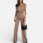 Women's Wide-Leg Jumpsuit with V-Neck