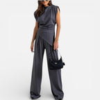 Women's Wide-Leg Jumpsuit with V-Neck