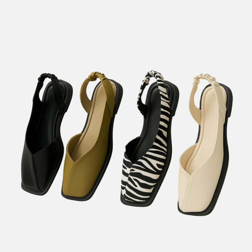 Slingback Ballerinas mit eckiger Zehenpartie