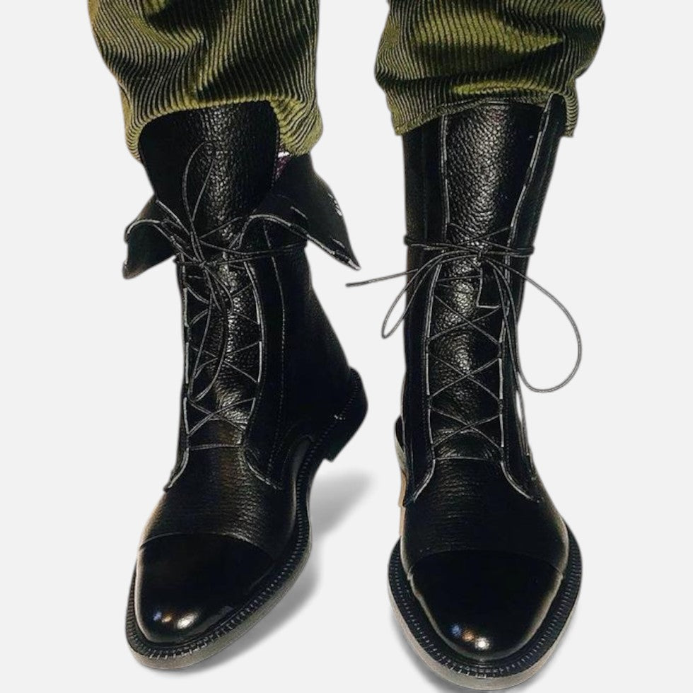 Damen Leder Stiefeletten mit Schnürung