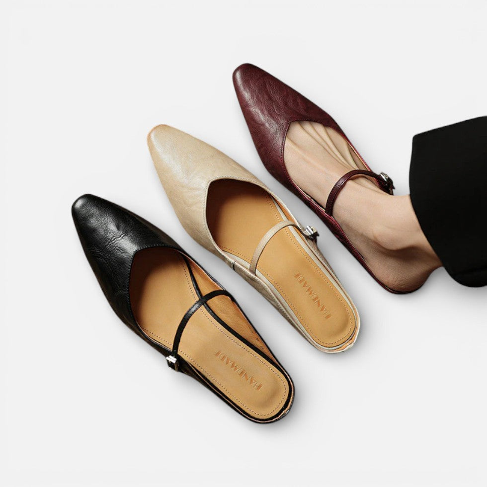 Damen Ballerinas mit Riemchen und flacher Sohle