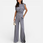 Women's Wide-Leg Jumpsuit with V-Neck