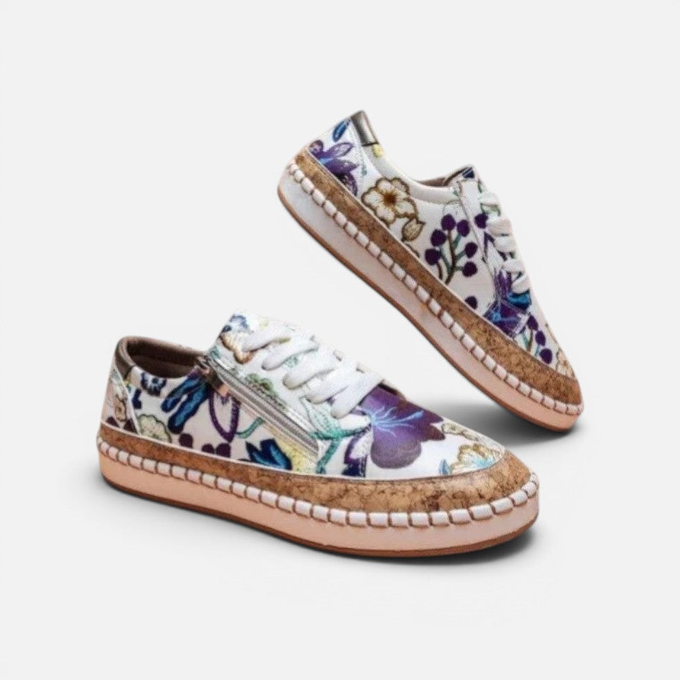 Sneaker mit Blumenmuster und Reißverschluss