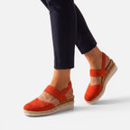 Orthopedic Espadrille Slingback Keilschuhe Stoff Komfortsohle