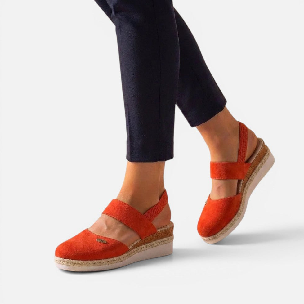 Orthopedic Espadrille Slingback Keilschuhe Stoff Komfortsohle