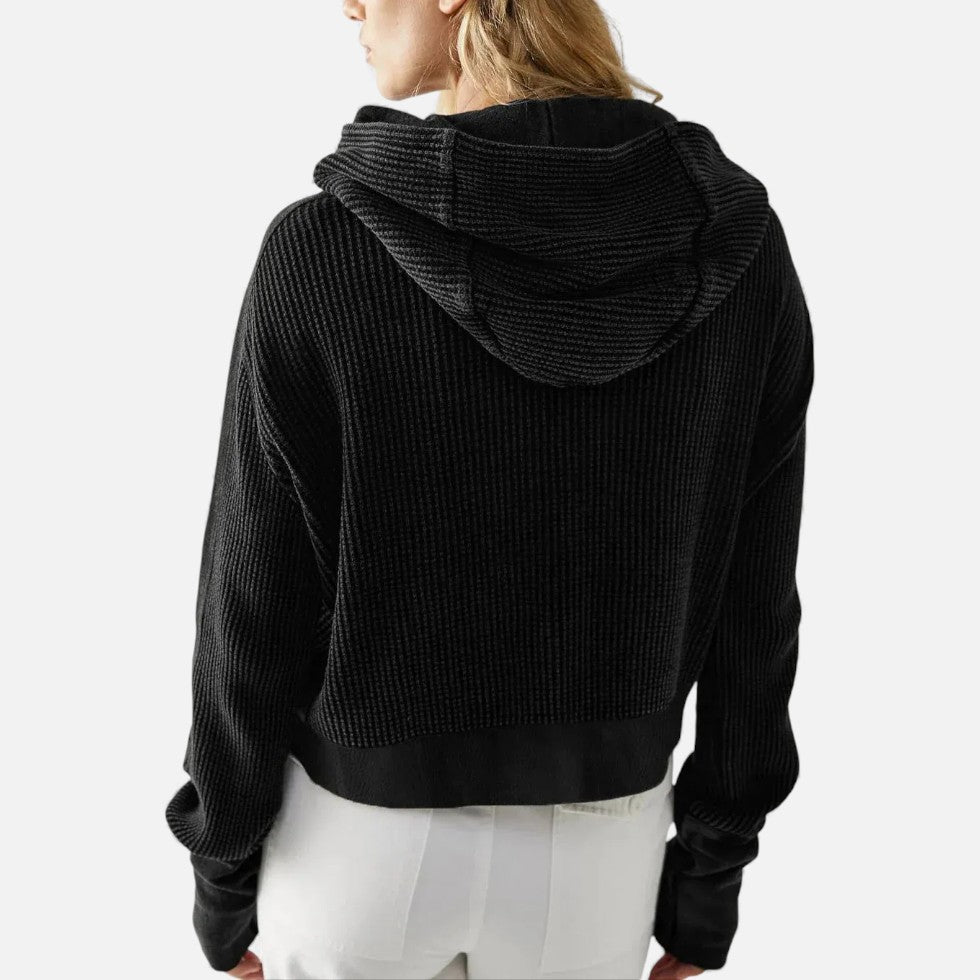 Damen Waffelstrick Kapuzenjacke