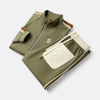 Tracksuit with stand-up collar and zipper