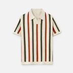 Poloshirt Strickoptik Kurzarm Gestreift Umlegekragen