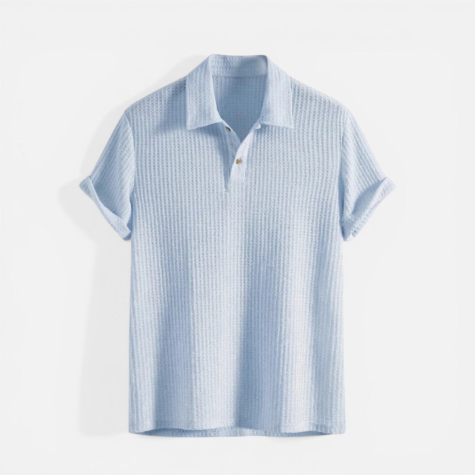 Polo T-shirt til mænd, kortærmet, med strukturstof