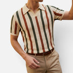 Poloshirt til herrer med stribet mønster, kortærmet